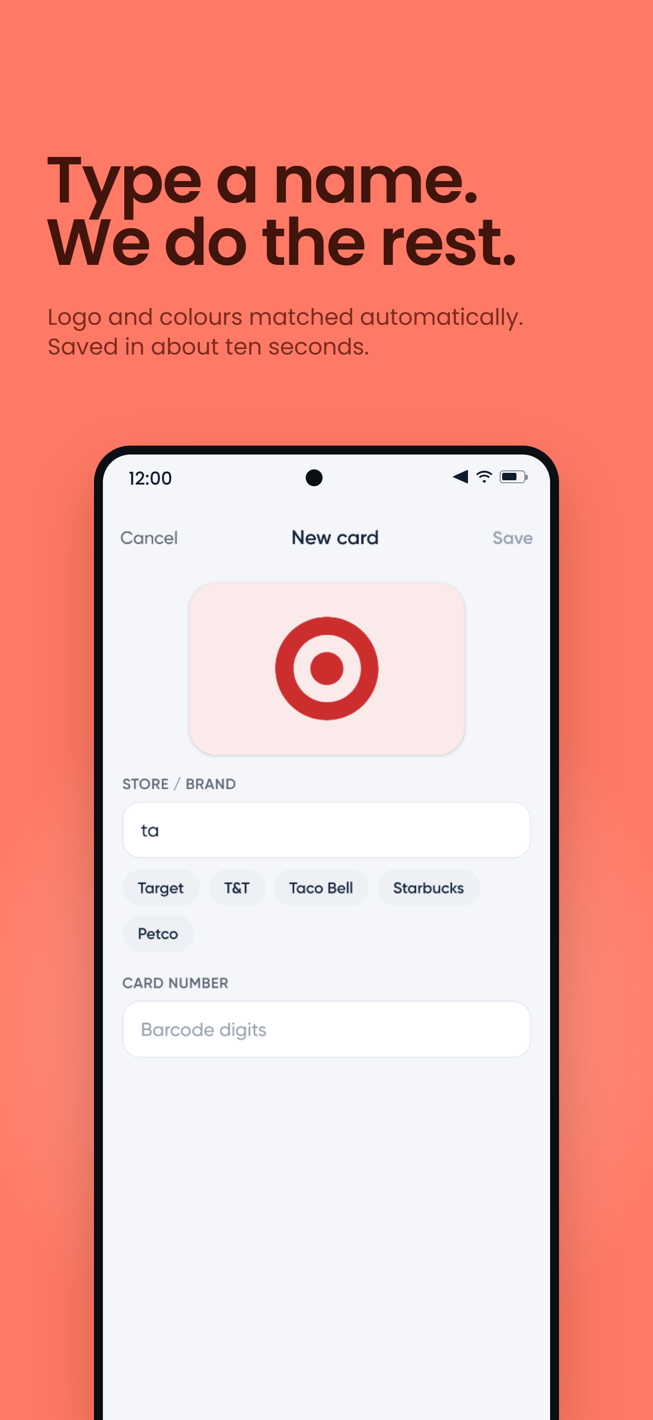Adding a card by scanning its barcode with the camera